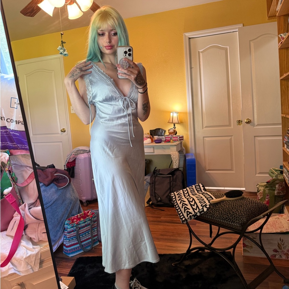 American Threads Silver Blue Dress